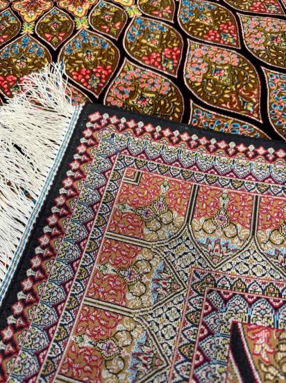 Güneş Işığı Desenli İran Makina İpek Halı | 120×180 cm