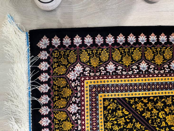 Geometrik Yıldız Motifli İran Makina İpek Halı | 120×180 cm