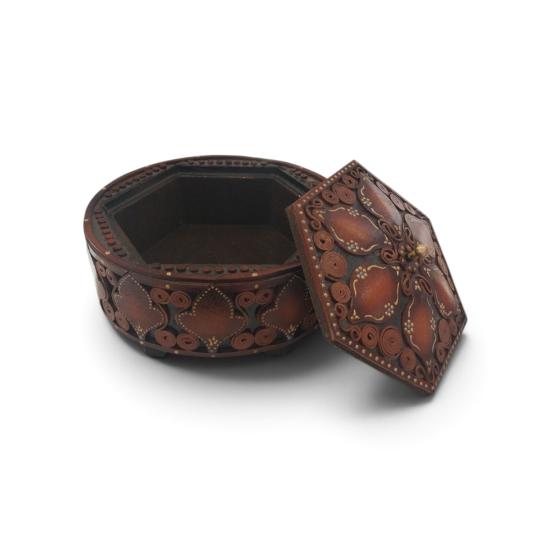 Deri El İşlemesi Şekerlik (çap: 15 cm)