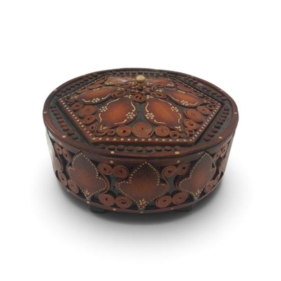 Deri El İşlemesi Şekerlik (çap: 15 cm)