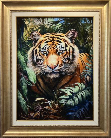 EBRISEM | Bangal Kaplan El Dokuma İran Tablo Halısı 59x79 cm