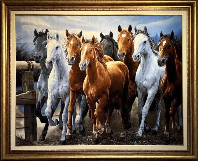 EBRISEM | Güzel Atlar El Dokuma İran Tablo Halısı 118x152 cm