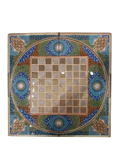 İran’ın El İşlemesi Luks Hatem Tavla ve Satranç - 60x60 CM