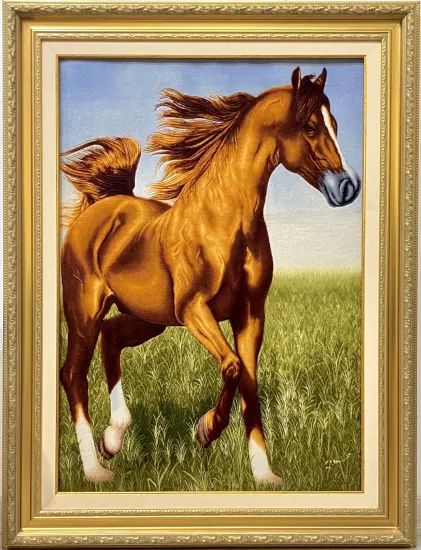 EBRİŞEM | Kahverengi At El Dokuması İran Tablo Halısı 68x96 cm