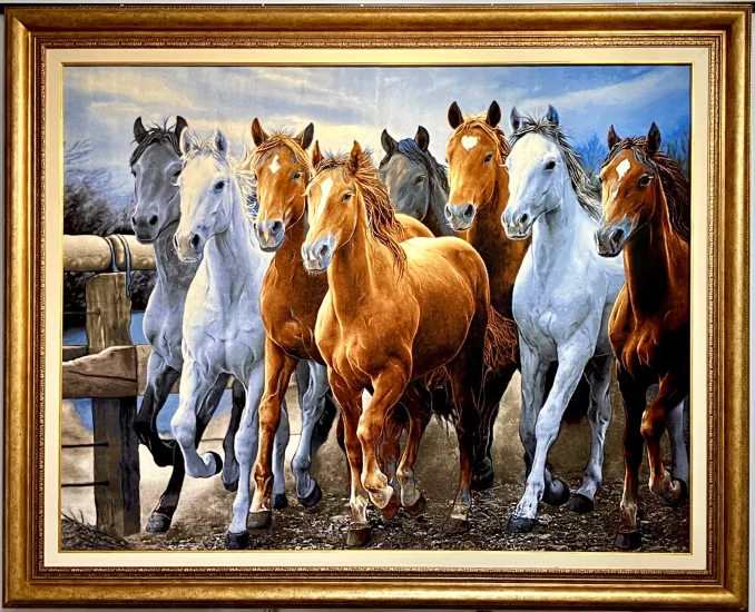 EBRİŞEM | Güzel Atlar El Dokuması İran Tablo Halısı 118×152 cm