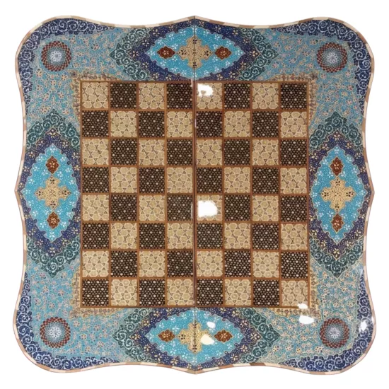 İran’ın El İşlemesi Hatem ve Minyatür Tavla ve Satranç - 60x60 CM (Dalbor)