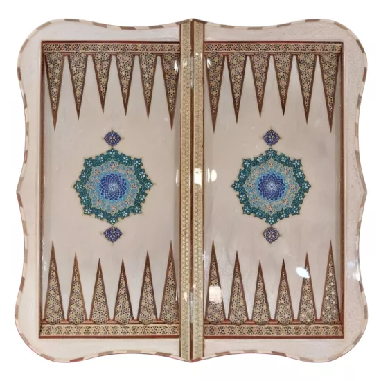İran’ın El İşlemesi Hatem ve Minyatür Tavla ve Satranç - 60x60 CM (Dalbor)