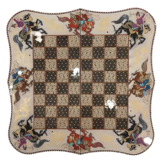 İran’ın El İşlemesi Hatem ve Minyatür Tavla ve Satranç - 60x60 CM (Dalbor)