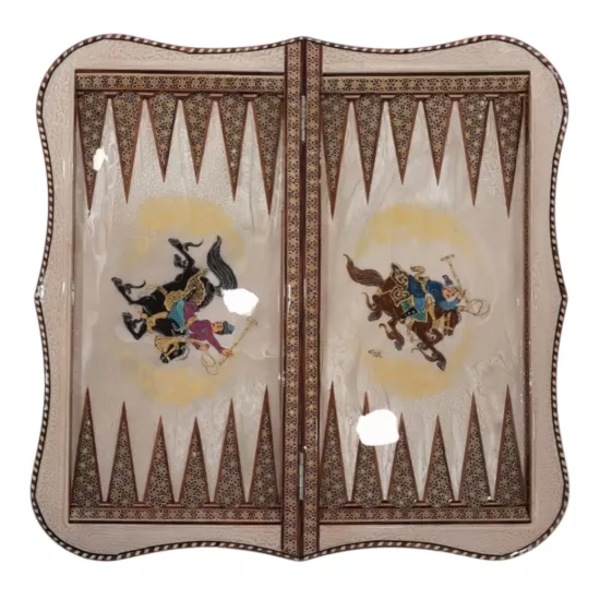 İran’ın El İşlemesi Hatem ve Minyatür Tavla ve Satranç - 60x60 CM (Dalbor)