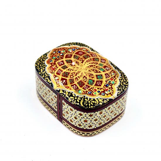 Iranian Handcrafted Khatam Art Jewelry Box Size  : ( 6 x 7 cm )