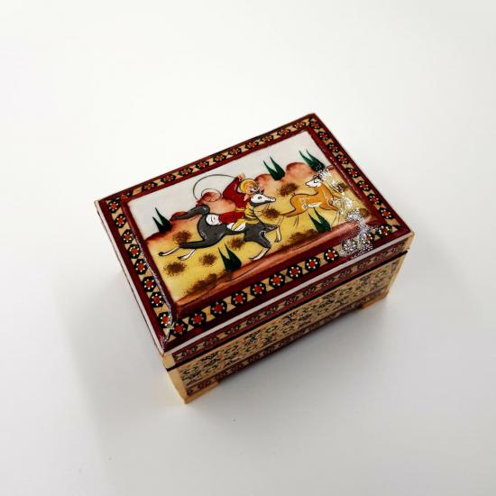 İran’ın El İşlemesi Hatem Sanatı Luks Mücevher Kutusu  Ebat : ( 11 x 8 cm  )