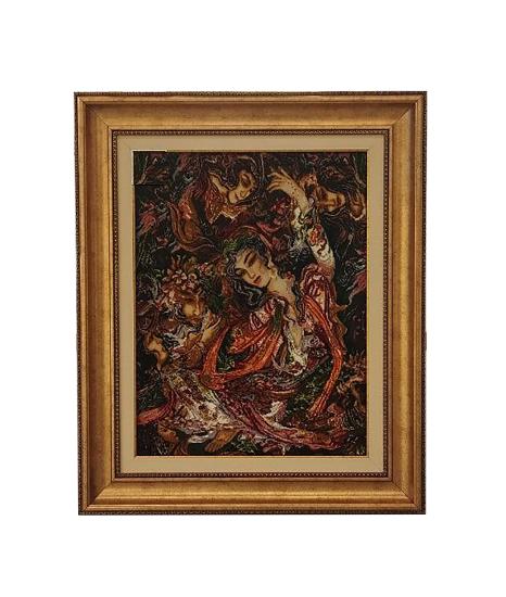 Iranian Handmade Tableau Rug (İran miniature) Size:  (55 x 71) cm