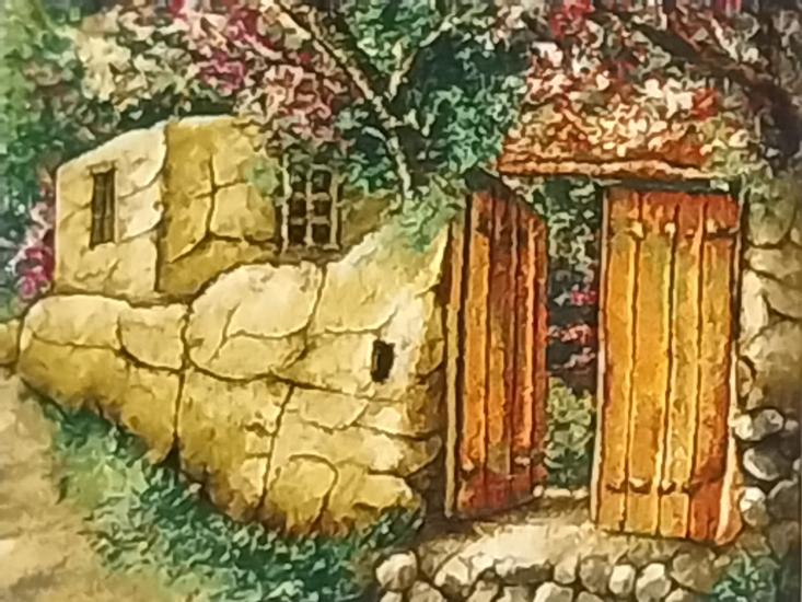 İran El Dokuması Tablo Halı (Köy Manzarası) Ebat: (54 x 95)cm
