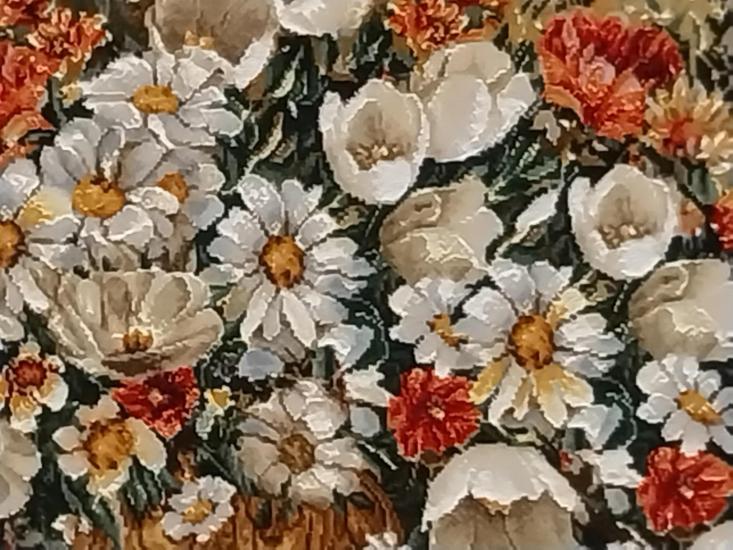 İran El Dokuması Tablo Halı (Çiçekler) Ebat: (53 x 70) cm