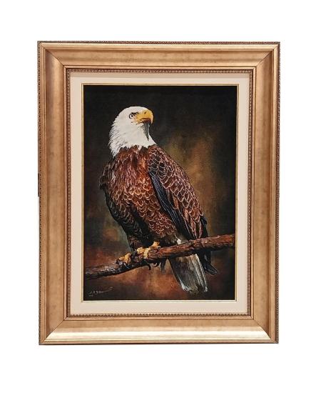 İran El Dokuması Tablo Halı (kartal) Ebat: (49 x 67) cm