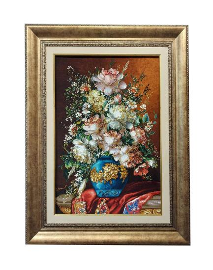 İran El Dokuması Tablo Halı (Çiçekler) Ebat: (49 x 68) cm
