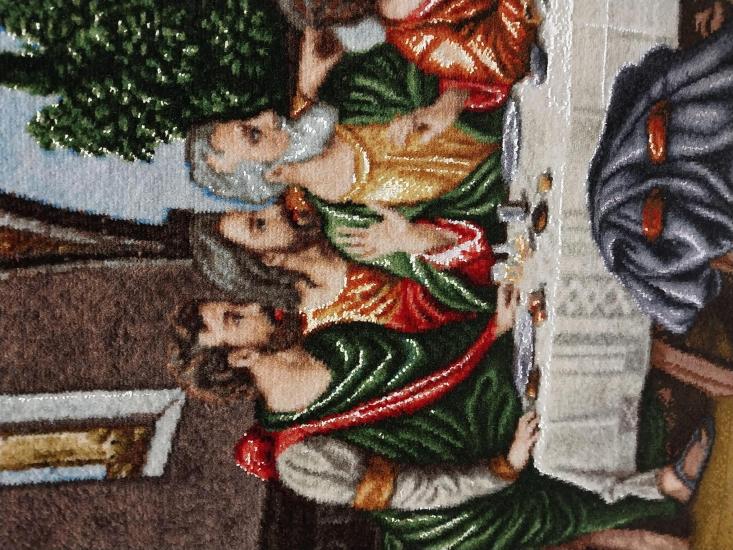 İran El Dokuması Tablo Halı (Son Akşam Yemeği) (60 x 117) cm