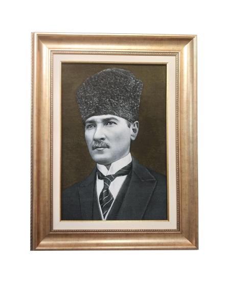 İran El Dokuması Tablo Halı (Atatürk)