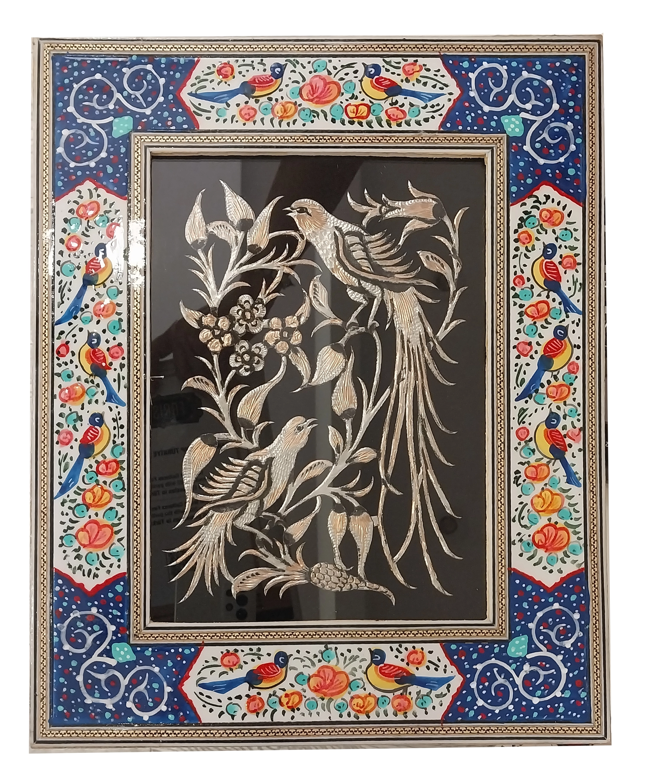 Handcrafted Mina, Khatam & Metal Inlay Wall Panel – 28x35 cm