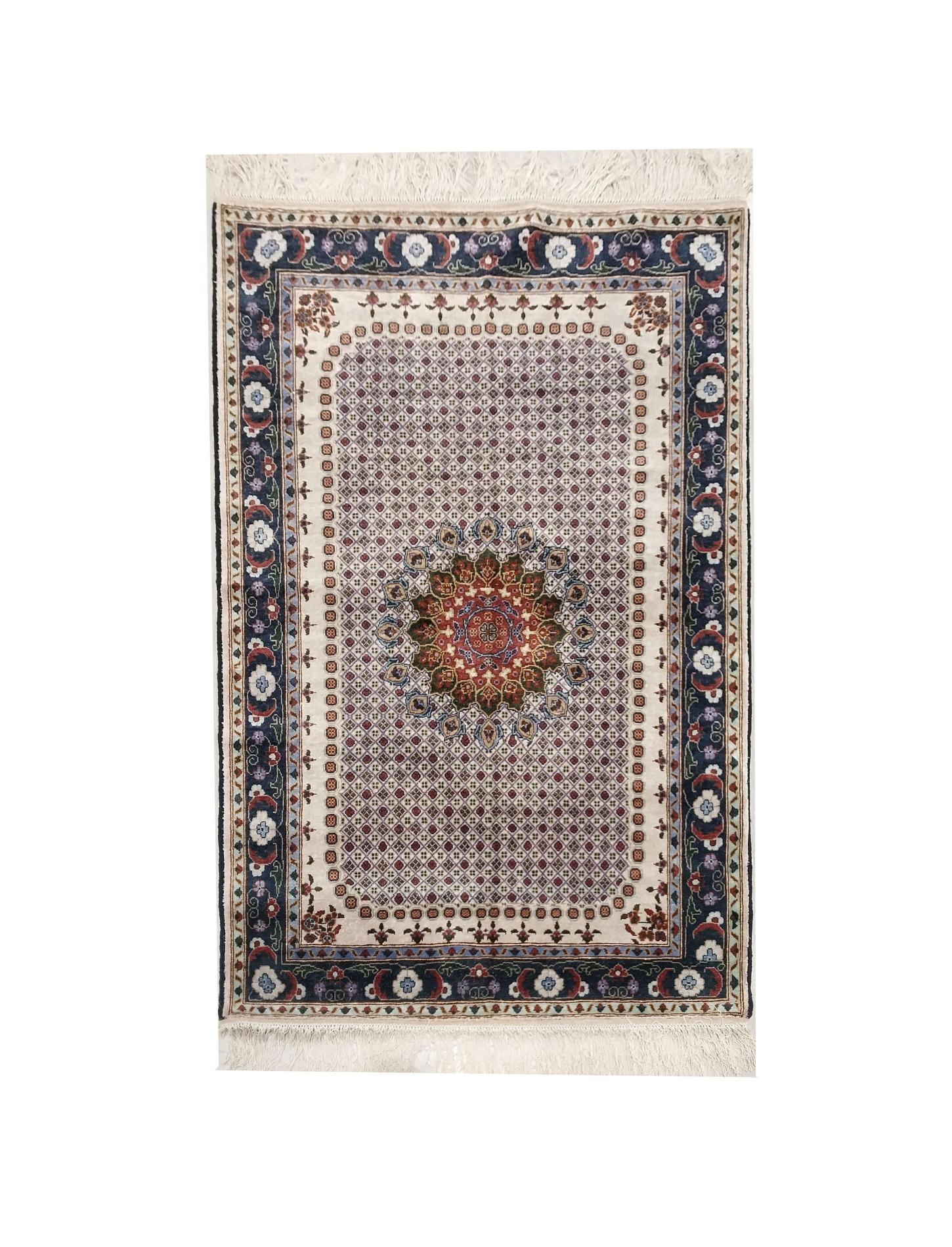 Afghan Handwoven silk Carpet (99 x 146) cm