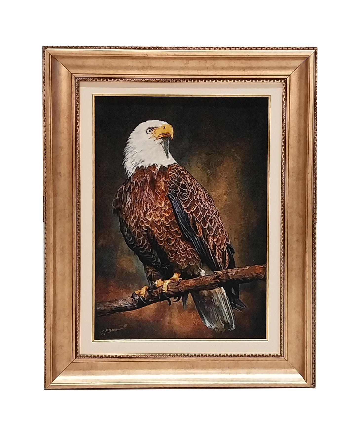 İran El Dokuması Tablo Halı (kartal) Ebat: (49 x 67) cm