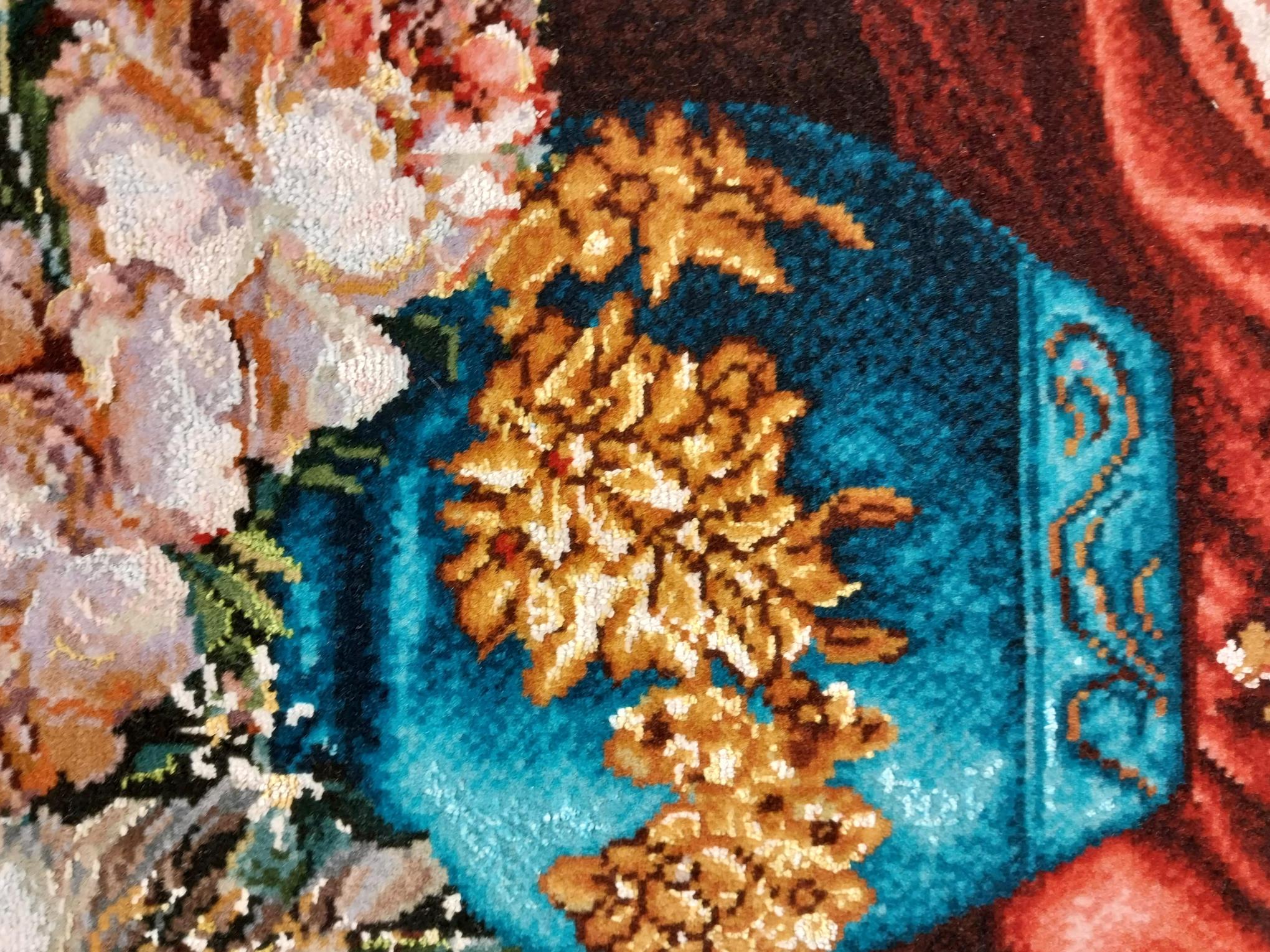 İran%20El%20Dokuması%20Tablo%20Halı%20(Çiçekler)%20Ebat:%20(49 x%2068)%20cm
