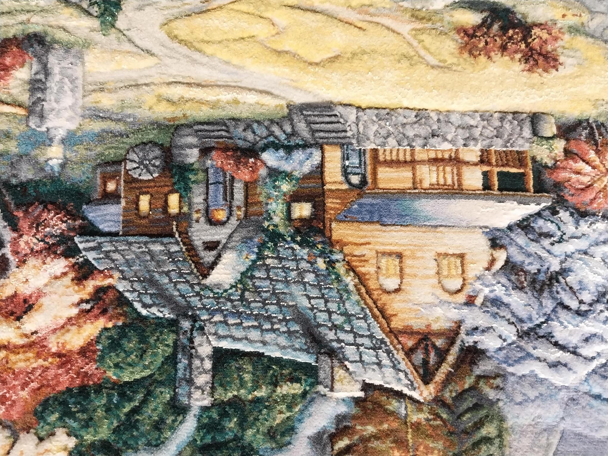 İran%20El%20Dokuması%20Tablo%20Halı%20(kulube%20manzaresi)%20Ebat:%20(67 x%2090)%20cm